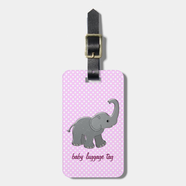 Etiqueta Para Maletas elefante rosado del bebé (Frente Vertical)