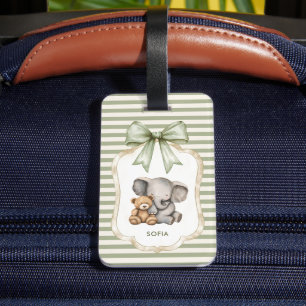 Etiqueta Para Maletas Elefante y abrazo de osito de peluche Estampado de