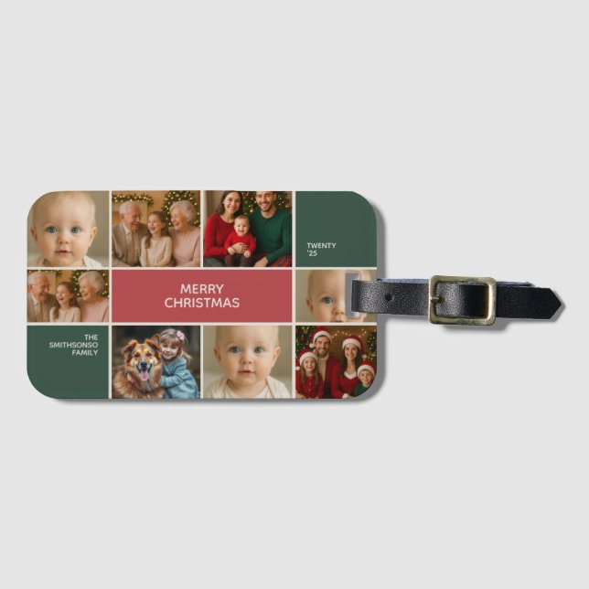 Etiqueta Para Maletas elegance big family personalized Photo collage (Anverso horizontal)