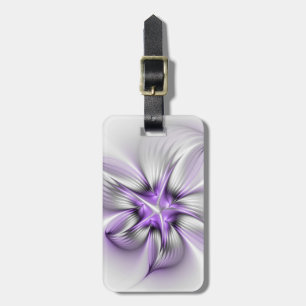 Etiqueta Para Maletas Elegancia floral moderna arte abstracto violeta fr