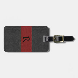 Etiqueta Para Maletas Elegant Black & Red Vintage Leather Luggage Tag