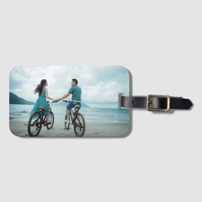 Etiqueta Para Maletas Elegant Couple Photo Keepsake (Anverso horizontal)