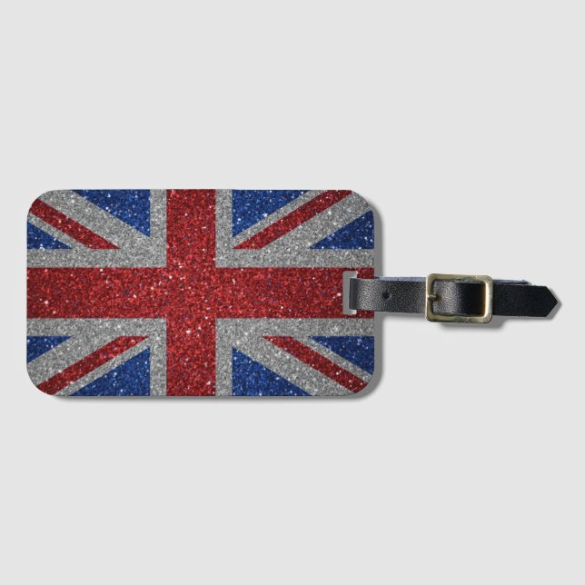 Etiqueta Para Maletas Elegant glitter Patriotic U.K. flag (Anverso horizontal)