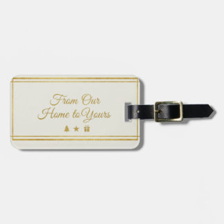 Etiqueta Para Maletas Elegant Gold Script "From Our Home to Yours" Holid