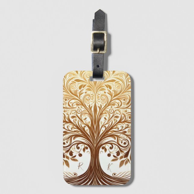 Etiqueta Para Maletas Elegant Gold Tree of Life Celebration Spiritual (Anverso vertical)