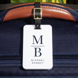 Etiqueta Para Maletas Elegant Monogram Navy Blue