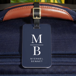 Etiqueta Para Maletas Elegant Navy Blue Monogram