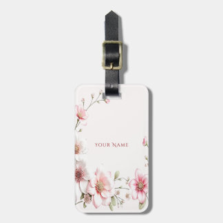 Etiqueta Para Maletas Elegant Pink White Floral Luggage Tag