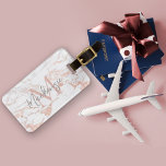 Etiqueta Para Maletas Elegant Rose Gold Foil | White Marble | Monogram<br><div class="desc">Elegant Rose Gold Foil | White Marble | Monogram Luggage tag with chic marble in copper rose gold shades of pink. Easy to customize with your name,  monogram,  and details.</div>