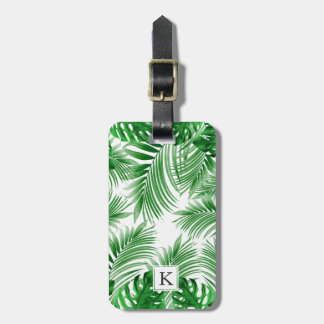 Etiqueta Para Maletas elegant Tropical green palm leaf pattern