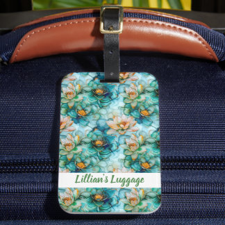 Etiqueta Para Maletas Elegant Water Lily Pattern