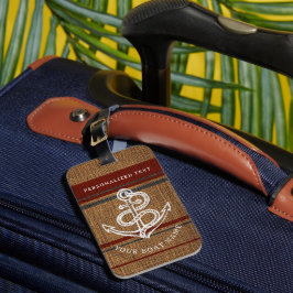 Etiqueta Para Maletas Elegante Ancla Rayas Rústicas Náuticas Personaliza