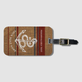 Etiqueta Para Maletas Elegante Ancla Rayas Rústicas Náuticas Personaliza