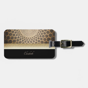 Etiqueta Para Maletas Elegante arabesco dorado con brillo - Personalizad