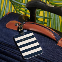 Elegante Azul Marino y Rayas de Crema Personalizad
