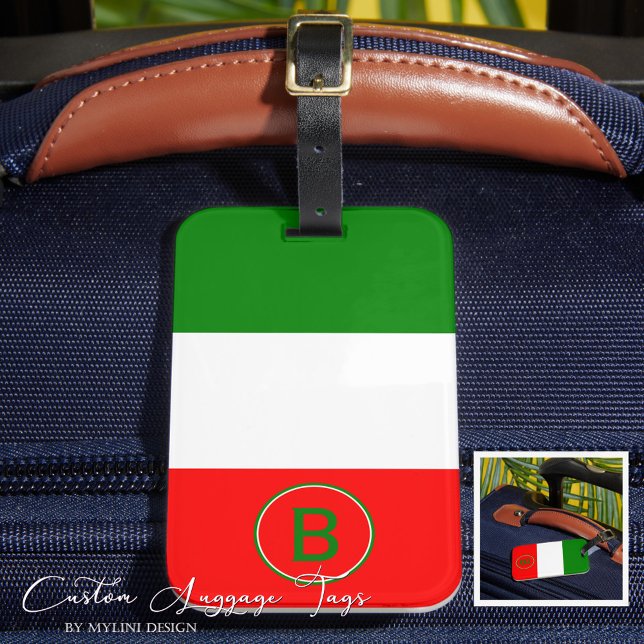 Etiqueta Para Maletas Elegante Bandera Italiana Monogramada (Subido por el creador)
