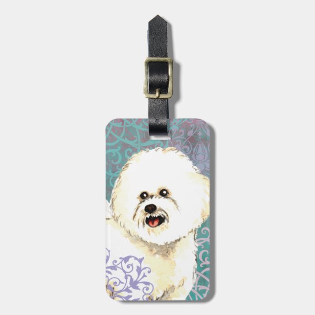 Etiqueta Para Maletas Elegante Bichon Frise (Frente Vertical)