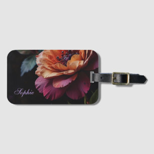 Etiqueta Para Maletas Elegante boho vintage de moho floral rojo de durmi