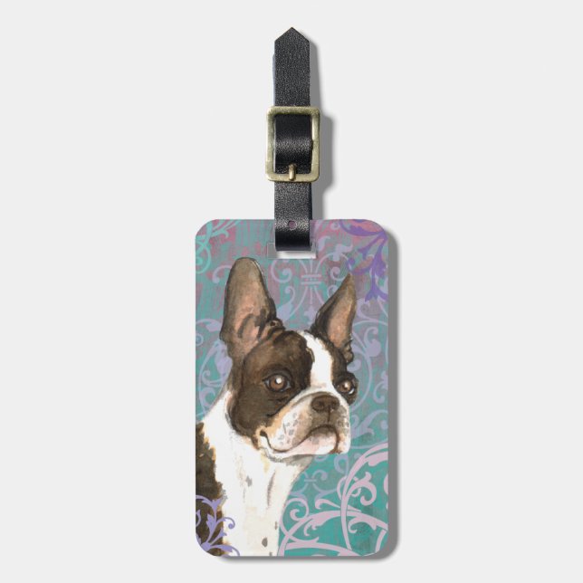 Etiqueta Para Maletas Elegante Boston Terrier (Frente Vertical)