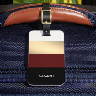 Etiqueta Para Maletas Elegante Burgundy Black Gold Personalizado