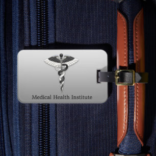 Etiqueta Para Maletas Elegante Caducto Blanco Negro Noble Médico