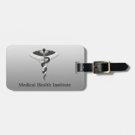 Etiqueta Para Maletas Elegante Caducto Blanco Negro Noble Médico