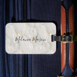 Etiqueta Para Maletas Elegante Chic Ópalo Piedra Preciosa Mármol