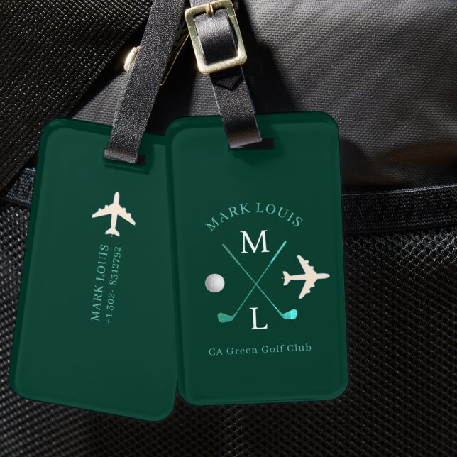Etiqueta Para Maletas Elegante Club de Golf Monograma Viaje Verde (Subido por el creador)