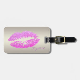 Etiqueta Para Maletas Elegante con Estilo Chic - Labios Brillantes,Perso