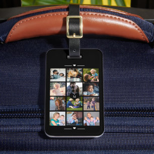 Etiqueta Para Maletas Elegante corazón de colaje de fotos personalizado 