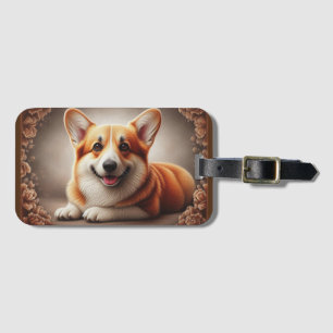 Etiqueta Para Maletas Elegante Corgi Dog Browen de borde de color realis