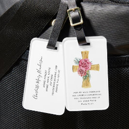 Etiqueta Para Maletas Elegante Cruz Floral Rosa