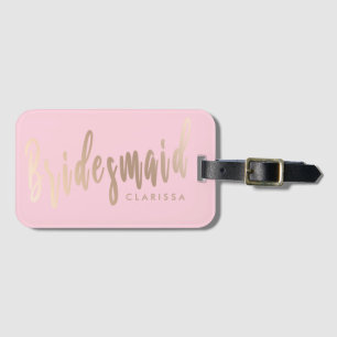 Etiqueta Para Maletas Elegante dama de honor rosa pastel y rosa dorado