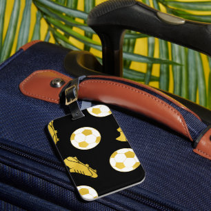 Etiqueta Para Maletas Elegante de oro Clásico de fútbol limpia bolas neg