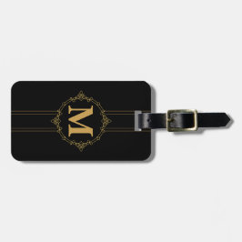 Etiqueta Para Maletas Elegante Decorado Golden RF Monogramado