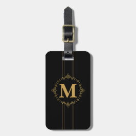 Etiqueta Para Maletas Elegante Decorado Golden RF Monogramado