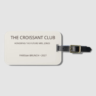 Etiqueta Para Maletas Elegante Destino de Club de Croissant de Almendra