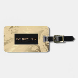 Etiqueta Para Maletas Elegante dorado y negro de mármol