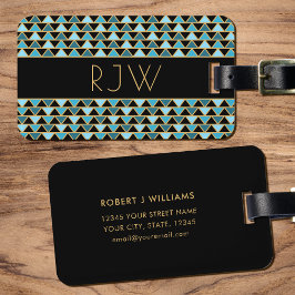 Etiqueta Para Maletas Elegante Estilo Art Decó Monogramado