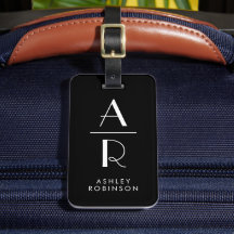 Elegante estilo Dos Monograma Inicial Negro