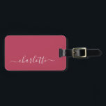Etiqueta Para Maletas Elegante Estilo Magenta Script Nombre Personalizad<br><div class="desc">Elegante etiqueta de portaequipajes personalizada con el nombre de la escritura magenta de moda</div>