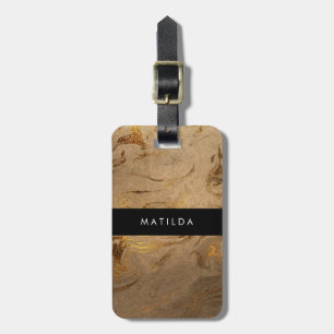 Etiqueta Para Maletas Elegante estilo moderno de mármol dorado de cobre