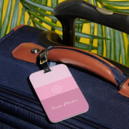 Etiqueta Para Maletas Elegante Estilo Monograma Script Nombre Rosa