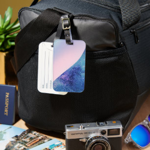 Etiqueta Para Maletas Elegante estrella purpurina de gradiente rosa mode