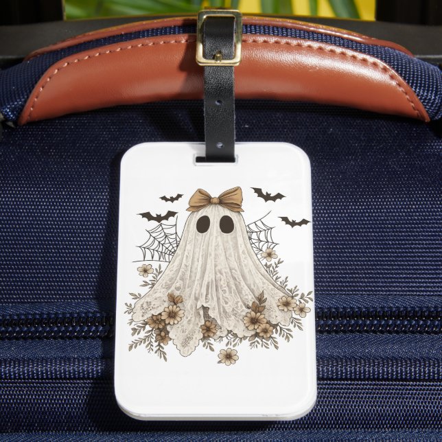 Etiqueta Para Maletas Elegante fantasma de encaje con reverencia | Fanta (Anverso In situ 2)