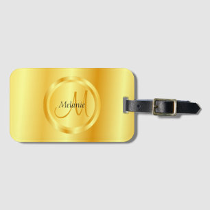 Etiqueta Para Maletas Elegante Faux Gold Modern Monogramed Template