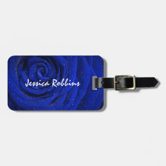 Etiqueta Para Maletas Elegante flor de rosa azul