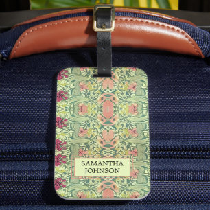 Etiqueta Para Maletas Elegante Floral Hermoso Inspirado en William Morri