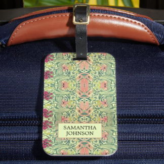 Etiqueta Para Maletas Elegante Floral Hermoso Inspirado en William Morri