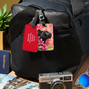 Etiqueta Para Maletas Elegante floreciente Floral Wild Panther Negro